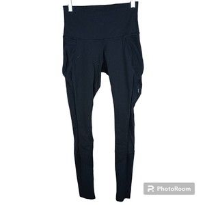 Lululemon Train Times Womens Black Vented Mesh Side Full Leggings Pockets Size 4